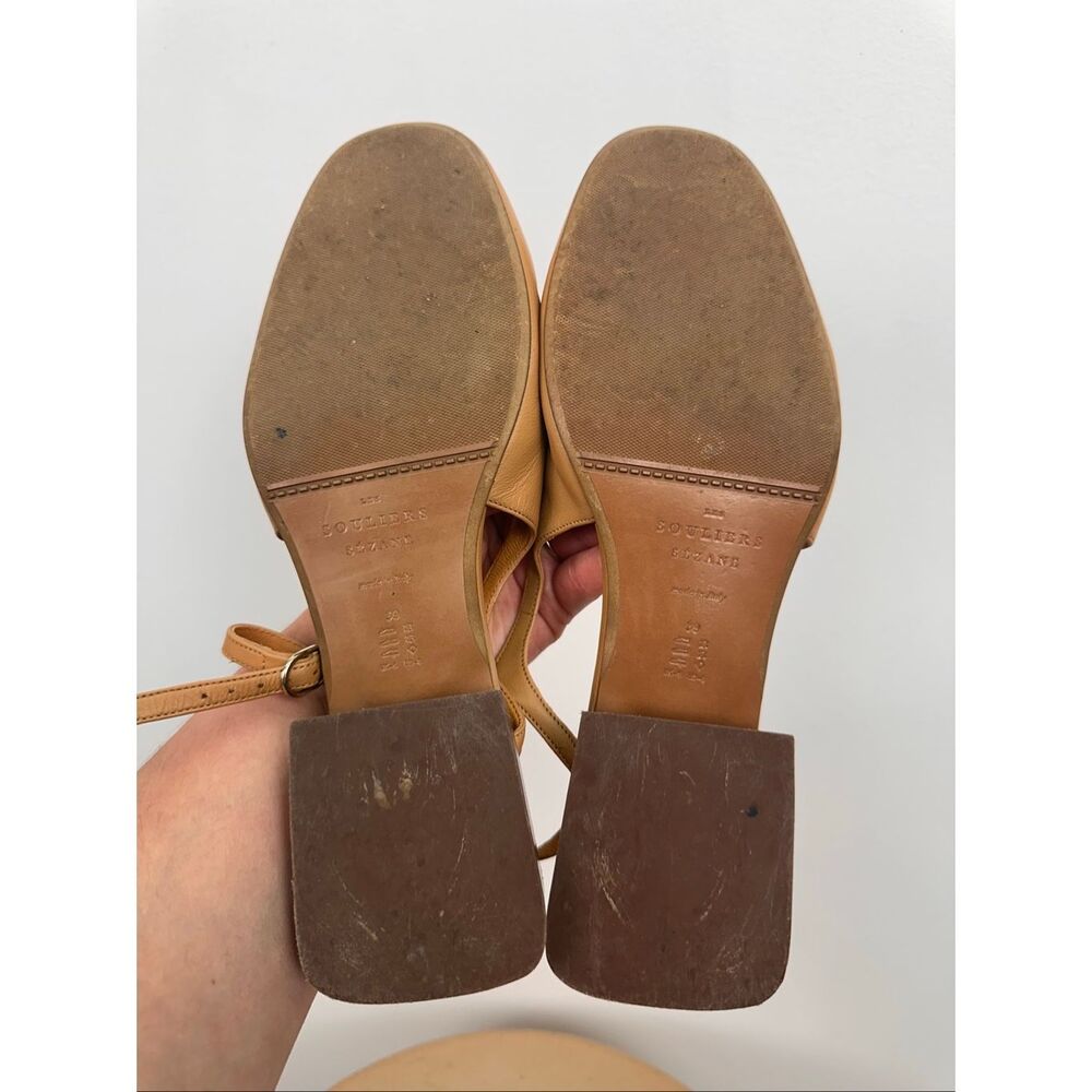 Sezane Women’s Livie Babies Smooth Honey Leather Tan  Mary Jane Flats - Picture 12 of 16